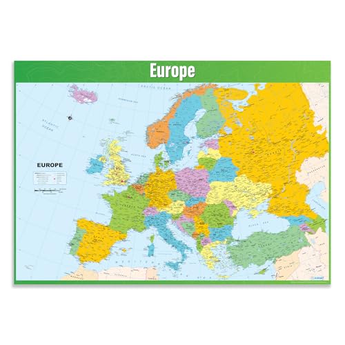 Daydream Education Europakarte, Geographie-Poster, laminiertes Glanzpapier, 85 x 59,4 cm (DIN A1), für den Klassenraum (evtl. nicht in dt. Sprache)