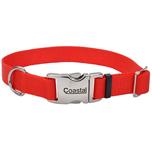 Coastal Pet Coastal Verstellbares Hundehalsband mit Metallschnalle, lichtbeständiges Hundehalsband, perfekt zum Spazierengehen und Ausbinden, bequemes Halsband mit Schnappverschluss, Rot, 2,5 x 45,7 x