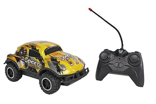 Kids GLOBE Roadstar RC Wagen Speed Beetle (mit Licht Full Function, mit Fernsteuerung, 27MHZ, Länge: 17cm, Gelb, ab 6 Jahren) 510334