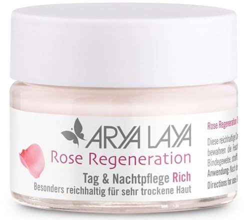 ARYA LAYA Rose Regeneration Tag & Nachtpflege RICH, 50 ml: reichhaltige Gesichtscreme für sehr trockene, fettarme Haut, beseitigt Spannungsgefühle