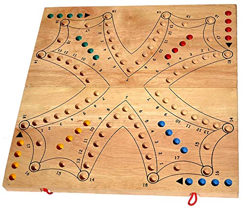 Tock Tock Dog Game Board Large für 4 Spieler Knobelholz Tock Gesellschaftsspiel mit Spielkarten für Einzel Spieler oder Teams spannendes Brettspiel aus Holz