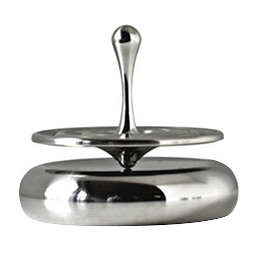 Rvtkak Kreisel aus Metall, präzise, silberne Drehspielzeug, rotierende magnetische Dekoration, Edelstahl-Kreisel, perfekte Balance zwischen Leistung mit Basis