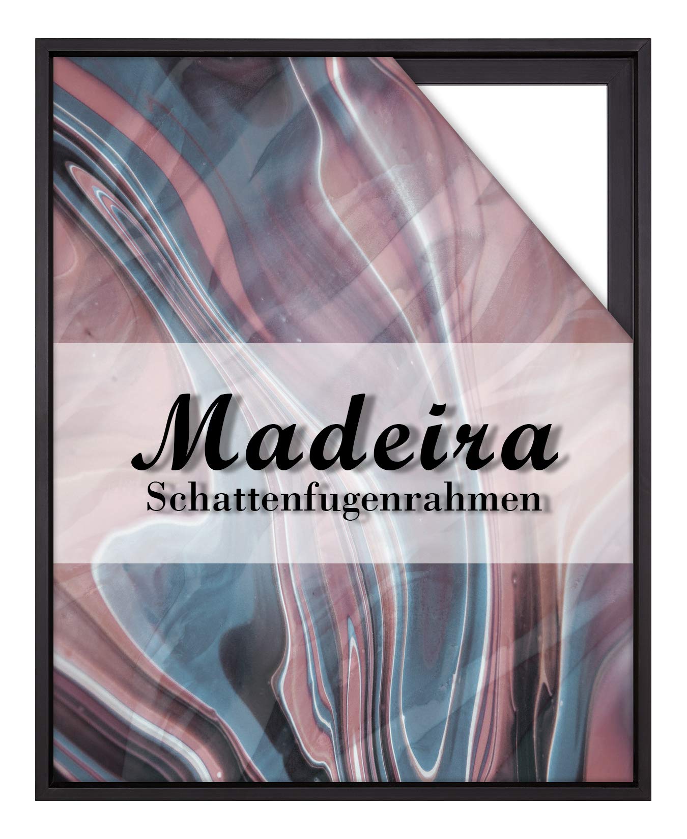 BIRAPA Madeira Schattenfugenrahmen für Leinwand 80x160 cm in Schwarz, Holzrahmen, Rahmen für Leinwände, Leerrahmen für Leinwand, Schattenfugenrahmen für Keilrahmen