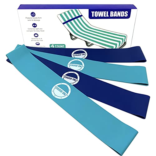 Handtuchbänder (4 Stück) – Die bessere Handtuch-Stuhl-Clips Option für Strand-, Pool- und Kreuzfahrtstühle