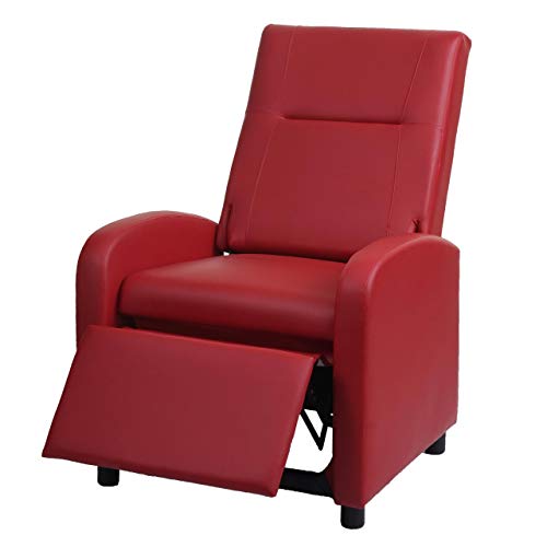 Mendler Fernsehsessel HWC-H18, Relaxsessel Liege Sessel, Kunstleder klappbar 99x70x75cm - rot