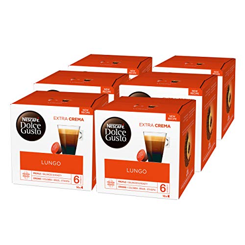 Nescafé Dolce Gusto Caffè Lungo, Kaffee, Kaffeekapsel, 6er Pack, 6 x 16 Kapseln