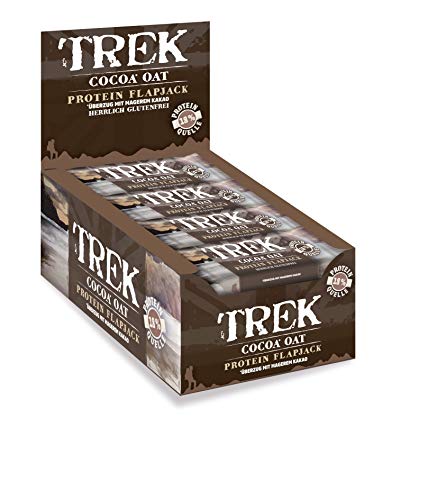 TREK Cocoa Oat, Protein Riegel - Flapjack - köstlicher Haferriegel - vegan, laktosefrei, weizenfrei und glutenfrei, 16er Pack (16 x 50g)