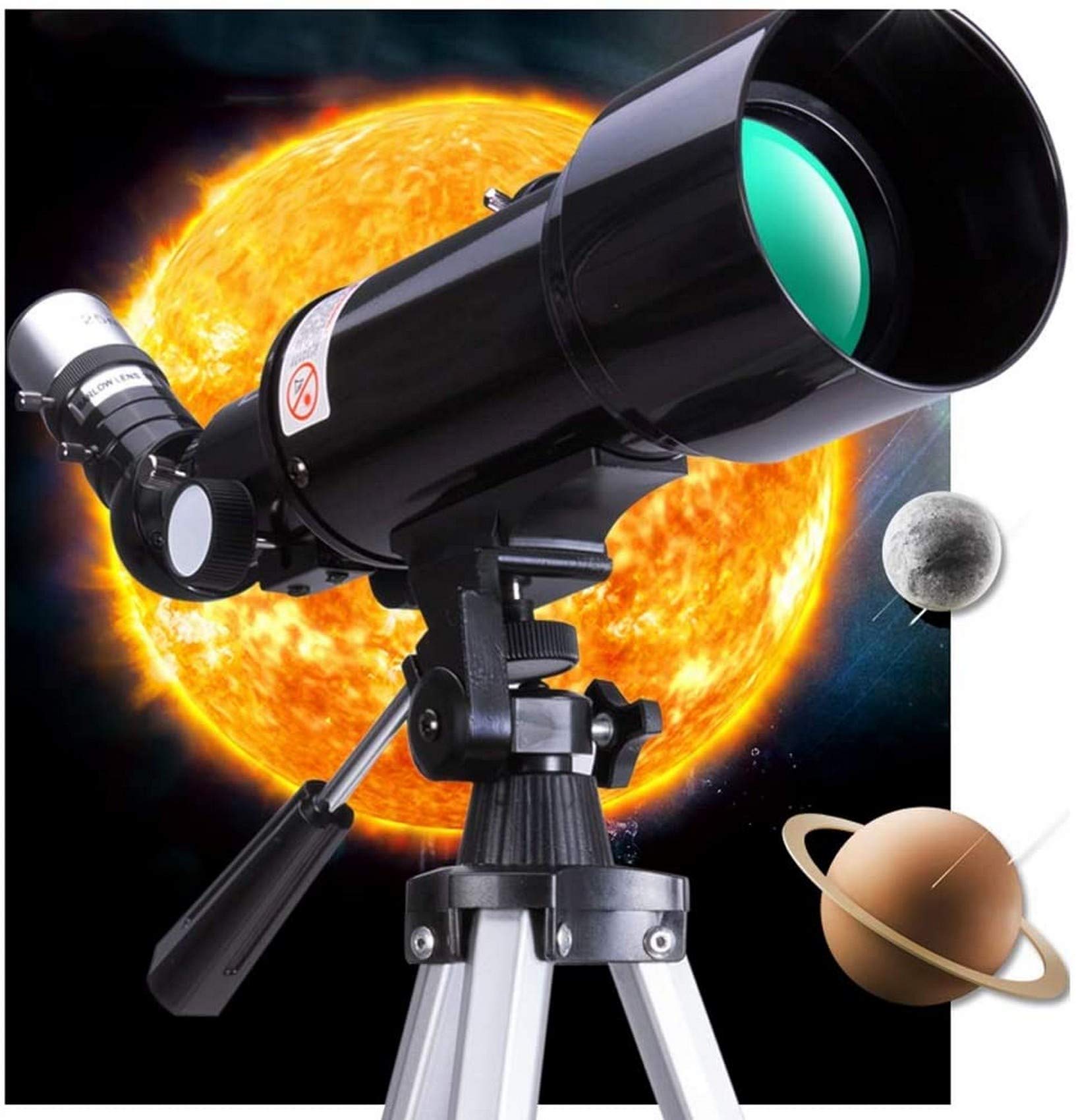 Tragbares Outdoor-Teleskop, Teleskope für die Astronomie, Refraktor-Teleskop, vollvergütete Glasoptik, ideales Teleskop für Anfänger mit tragbarer Tasche und Stativ (Paket 2 A)