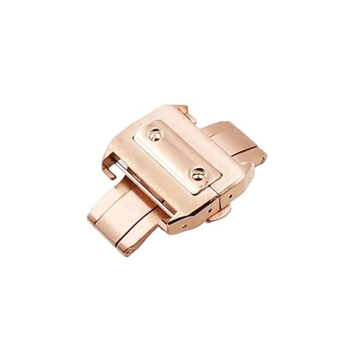 BUNIQ Uhrenverschluss,Ersatzschnalle Aus Edelstahl Uhrenschließe aus gebürstetem Edelstahl, 18/21 mm Faltschließe (Color : Rose Gold, Size : 18mm)