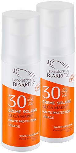 2er Pack Alga Maris Sonnencreme fürs Gesicht LSF30 50ml | BIO zertifizierte Naturkosmetik von Laboratoires de Biarritz | mit Sofortschutz und ohne Weißeleffekt