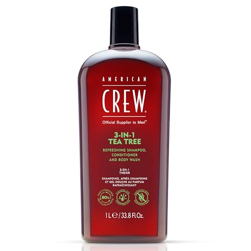 AMERICAN CREW – 3-in-1 Tea Tree Shampoo, Conditioner & Body Wash, 1000ml, Pflegeshampoo und Duschgel für Männer, Produkt für die tägliche Reinigung von Körper und Haar