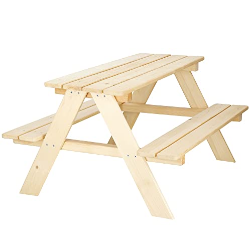 SPRINGOS Kindertisch mit Bänken Kindersitzgruppe Holz 90 x 79 x 50 cm