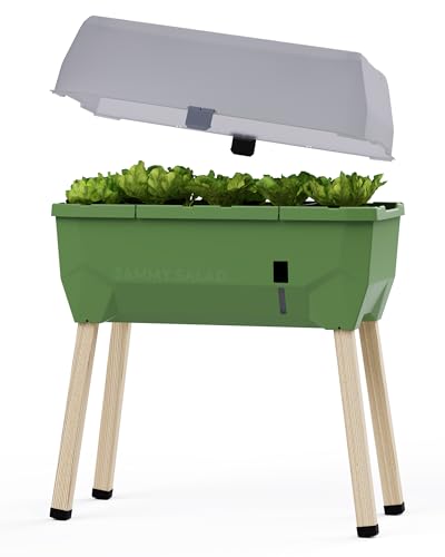 Sammy Salad - Balkonhochbeet - 15 L Wassertank mit Bewässerungssystem - inklusive Wasserstandsanzeige - 40 L Erdvolumen - abnehmbare Haube - 79 x 37 x 95cm - Hochbeet (dunkelgrün)