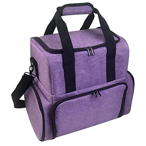 Fxndknjks Tragbare Nagellack-Aufbewahrungstasche, Handtasche mit Schultergurt, abnehmbare Trennwand, Reise-Multi-Tragetasche, lila, violett