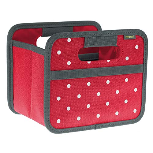 meori Faltbox Mini in Rot mit Punkten – Kleine Klappbox mit Griffen – Geschenkidee und Allzweck Aufbewahrungslösung - A100301 - 16,5 x 12,5 x 14 cm