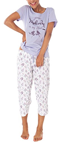 Damen Bermuda Pyjama Pyjama Schlafanzug DF006FL 36/38 Baumwolle Jersey