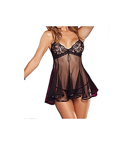 Shirley of Hollywood Nummer 3232 Medium Black Chopper Bar Spitze und Netz Babydoll