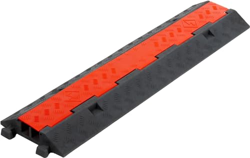 Stagecaptain Protector CB2-100L RD Kabelbrücke 100 cm - Kabelrampe/Überfahrschutz mit 2 Kammern - Mit T-Verbinder-System - Kanalmaße (BxH): je 30 x 33 mm - Für Außen- und Inneneinsatz - Schwarz/Rot