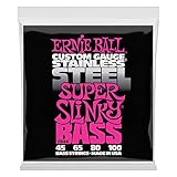 Ernie Ball 4-String Stainless Slinky Bass Strings (Extra/Hybrid/Super/Regular)Super Slinky - 45-100