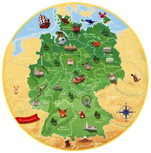 Kinderteppich »DeutschlandKarte DE-1«, Böing Carpet, rund, Höhe 2 mm, Spielteppich