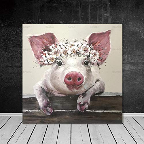 QAZEDC Leinwand Gemälde Bild Wandkunst Poster und Drucke Cartoon Schwein rahmenlose Leinwand Malerei Tier Poster dekorative Bilder für Wohnzimmer 60x80cm