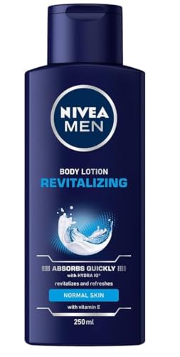 NIVEA Men 4er Pack Körper Lotion, 4 x 250 ml Flasche, Vitalisierende Body Lotion, zieht schnell ein, für normale bis trockene Haut
