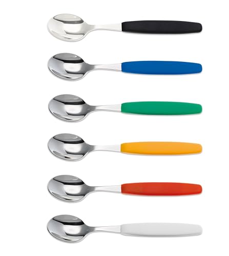 6er Set Giesser Messer Besteck Teelöffel Kaffeelöffel Löffel klein - (Schwarz, Blau, Gelb, Grün, Rot, Weiß)