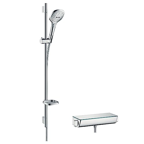 hansgrohe Raindance Select E 120 Thermostatset 0,65m, 3 Strahlarten, Weiß/Chrom