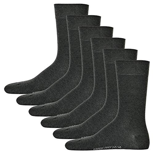 Hudson 6 Paar Herren Socken - Only, Strumpf, Komfortbund, Einfarbig (3x 2-Pack) (Grau Melange (0550), 39-42 (6 Paar))