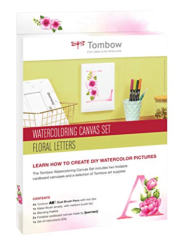 Tombow CANVAS-SET2 Watercoloring Canvas Set Florale Buchstaben