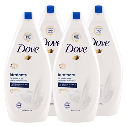 4 x Dove Feuchtigkeitsspendendes Duschbad Weichheit und Nährendes Duschgel – 4 Flaschen à 450 ml