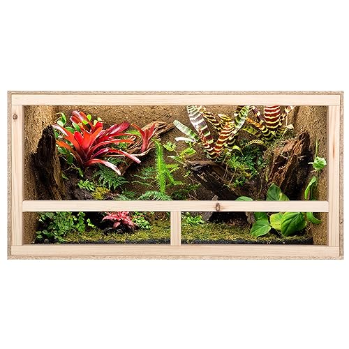 ECOZONE Holz Terrarium mit Seitenbelüftung 100 x 50 x 40cm - Holzterrarium aus OSB Platten - für Schlangen, Reptilien & Amphibien