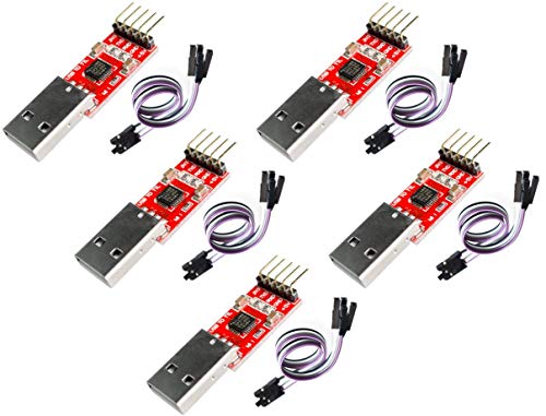TECNOIOT 5pcs Cp2102 USB 2.0 to UART TTL 5pin Module Serial Converter + Cable