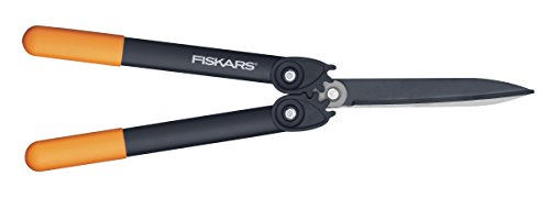 Fiskars PowerGear II Getriebe-Heckenschere, Antihaftbeschichtet, Rostfreie Stahl-Klingen, Länge: 57 cm, Schwarz/Orange, HS72, 1000596