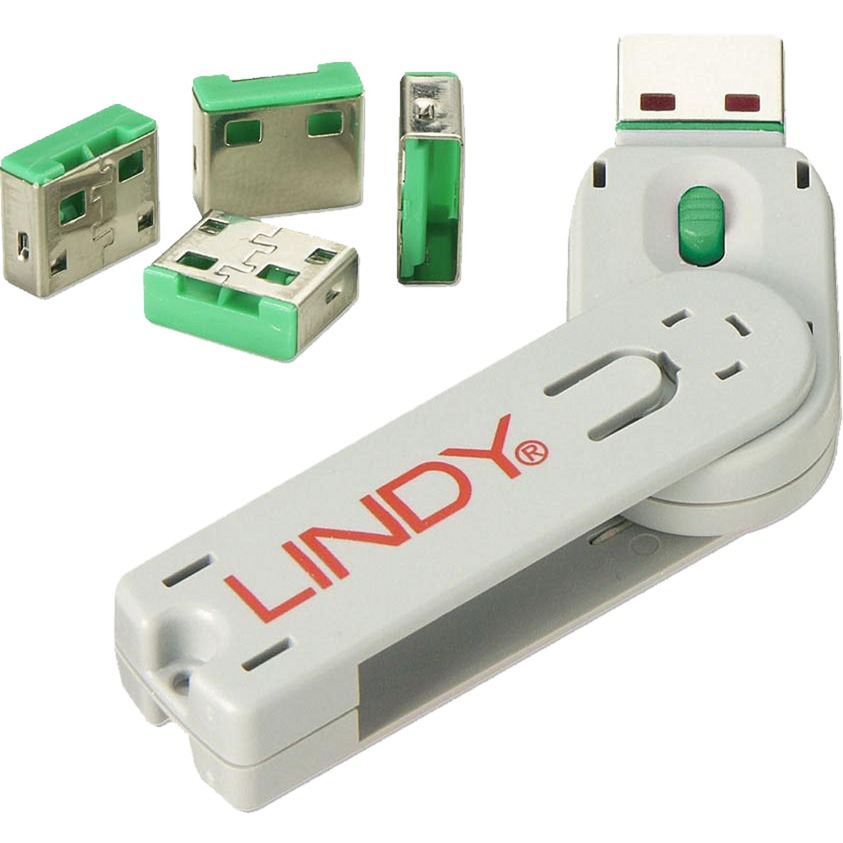 USB-Portblocker Grün LINDY USB-Lock + Key