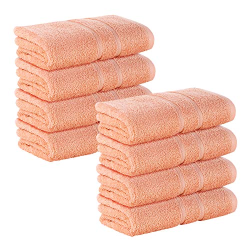 8 Stück Premium Frottee Handtücher 50x100 cm in Peach von StickandShine in 500g/m² aus 100% Baumwolle