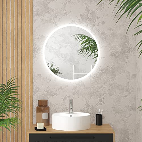 AURLANE Go LED Badezimmerspiegel, rund, mit LED-Beleuchtung – Durchmesser 60 cm