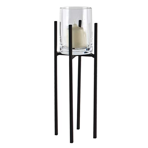 Varia Living Windlicht Kai aus Metall schwarz Kerzenhalter im modernen Vintage Shabby Look | Kerzenleuchter auf Fuß für Kerzen und Teelichter| Kerzenhalter mit Glaszylinder (H 30 cm/Ø 10 cm)