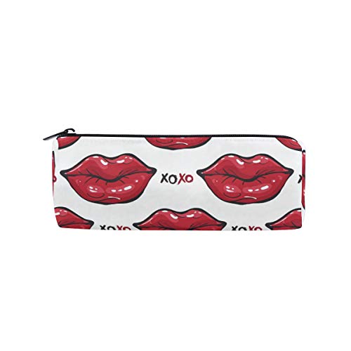 Fashion Shine Federmäppchen mit roten Lippen, für Studenten, Schreibwaren, Büro, Aufbewahrung, Organizer, Kosmetik, Stifte-Tasche, #312, 21x10.5x5cm