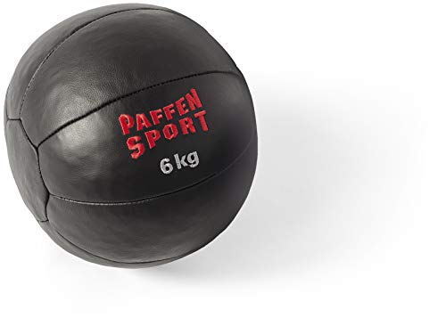 PAFFEN SPORT Star Medizinball aus Leder – schwarz – 6 kg