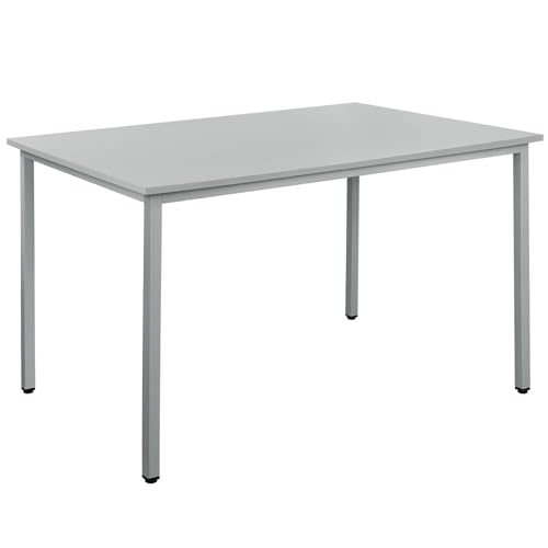 Montafox Tisch 120 x 80 cm Schreibtisch Mehrzwecktisch Tragkraft 200 kg Metallgestell Holz grau einfache Montage Arbeitstisch Bürotisch Küchentisch Esstisch