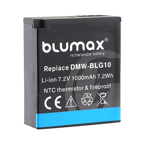 Blumax Akku DMW-BLG10e (1000mAh) - NTC-Sensor & stabiles V1 Gehäuse - kompatibel mit Panasonic Lumix DC-TZ95D DC-GX9 TZ202 TZ91 DMC TZ101 TZ81 GF6 GX7 GX80 LX100 G110