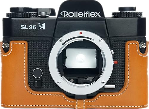 Zakao Schutzhülle für Rolleiflex SL35M, handgefertigt, echtes Leder, Halbkameratasche für Rolleiflex SL35M Filmkamera, mit Handschlaufe, Gelb