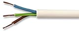 Pro Elec PEL01080 3-adriges Netzkabel, 1,00 mm2, 10 A, Weiß, 50 m