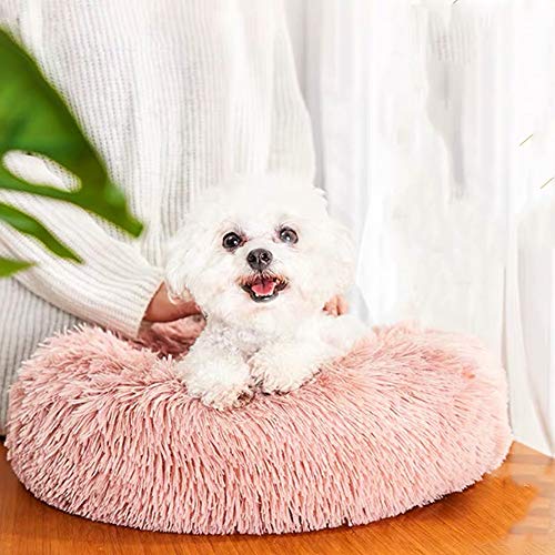 Monba Calming Comfy Comfy Katzenbett aus Plüsch Warm, Marshmallow, rundes Hundekissen aus atmungsaktivem Kunstfell für Welpen und Katzen
