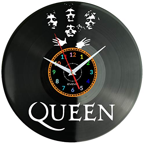 EVEVO Queen Wanduhr Vinyl Schallplatte Retro-Uhr Handgefertigt Vintage-Geschenk Style Raum Home Dekorationen Tolles Geschenk Wanduhr Queen