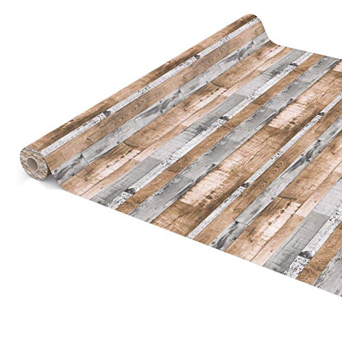 ANRO Tischdecke Wachstuch abwaschbar Wachstuchtischdecke Wachstischdecke Holz Diele Grau-Braun 300x140cm