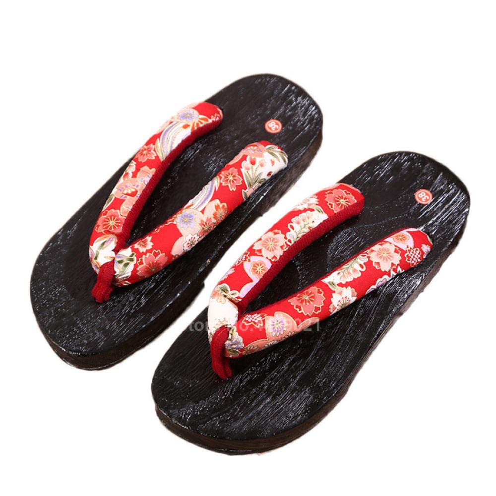 SlimpleStudio Japanische hölzerne Hölzerne Anime Cosplay Schuhe Männer Frauen Traditionelle Samurai Japanische Geta Clogs Holz Flip Flops-color12_42 Unisex Geta Sandalen. (Color : Color8, Size : 42)