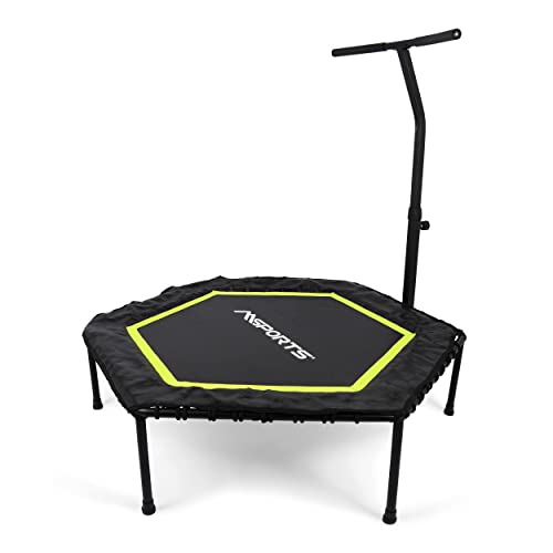 Fitness Trampolin Premium mit Klappfunktion und Haltestange für Indoor und Outdoor | mit Höhenverstellung 150 kg Belastbarkeit | Fitnessstudio oder zu Hause (Grün)