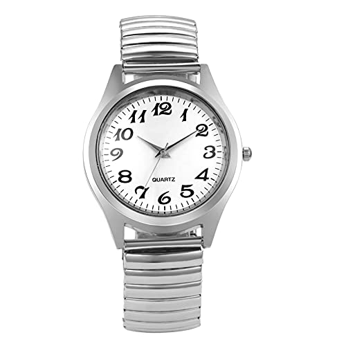 Lancardo Armbanduhr für Herren und Damen, mit elastischem Band, leicht zu lesen, große Ziffern, Stretch-Band, Uhr für Muttertag, Vatertag, Herren D, Quarzwerk
